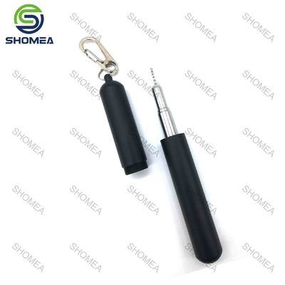 Palha dobrável de aço inoxidável personalizada com caixa de armazenamento portátil