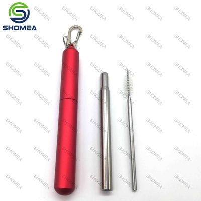 Palha dobrável de aço inoxidável personalizada com caixa de armazenamento portátil